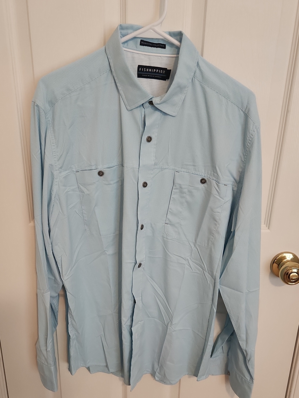 Fish Hippie Men's Sky Blue Long-Sleeve Casual Button-Down Shirt